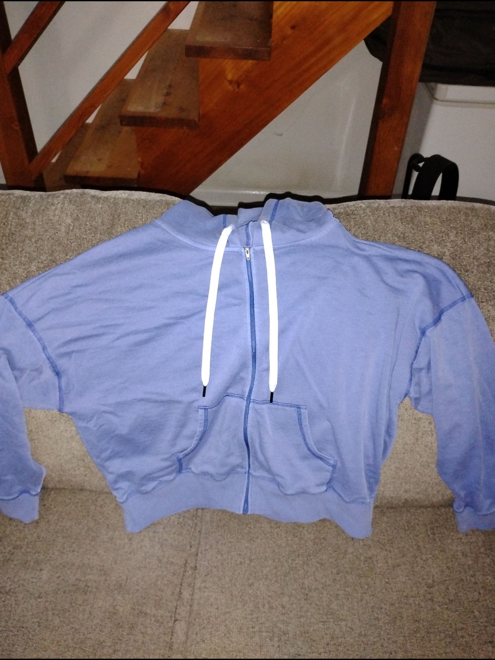 Maurices Periwinkle Zip Hoodie with White Drawstrings